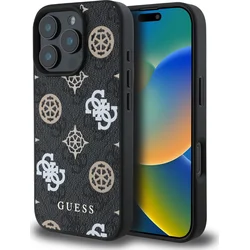 Guess PU 4G Peony MagSafe Zadní Kryt pro iPhone 16 Pro Max Black