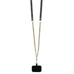 Guess PU 4G štrasový trojuholník s kovovým logom Zadný kryt + popruh pre iPhone 16 Black