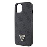 Guess PU 4G štrasový trojuholník s kovovým logom Zadný kryt pre iPhone 15 Black