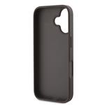 Guess PU 4G štrasový trojuholník s kovovým logom Zadný kryt pre iPhone 16 Brown