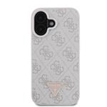 Guess PU 4G štrasový trojuholník s kovovým logom Zadný kryt pre iPhone 16 Pink