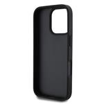 Guess PU 4G štrasový trojuholník s kovovým logom Zadný kryt pre iPhone 16 Pro Max Black