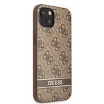 Guess PU 4G Stripe Zadní Kryt pro iPhone 13 Brown