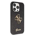Guess PU Fixed Glitter 4G Metal Logo Zadní Kryt pro iPhone 15 Pro Max Black