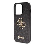 Guess PU Fixed Glitter 4G Metal Logo Zadní Kryt pro iPhone 15 Pro Max Black