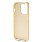 Guess PU Fixed Glitter 4G Metal Logo Zadní Kryt pro iPhone 15 Pro Max Gold