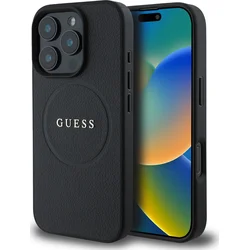 Guess PU Grained Classic Logo MagSafe Zadní Kryt pro iPhone 16 Pro Max Black