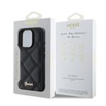 Guess PU kožený prešívaný zadný kryt pre iPhone 16 Pro Max Black