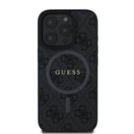Guess PU kožený zadný kryt 4G Colored Ring MagSafe pre iPhone 16 Pro Black