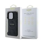 Guess PU kožený zadný kryt 4G Colored Ring MagSafe pre iPhone 16 Pro Black