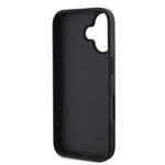 Guess PU pevný zadný kryt s kovovým logom 4G s trblietkami pre iPhone 16 Plus Black