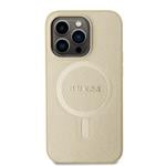 Guess PU Saffiano MagSafe Zadní Kryt pro iPhone 15 Pro Beige