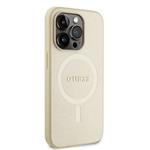 Guess PU Saffiano MagSafe Zadní Kryt pro iPhone 15 Pro Beige