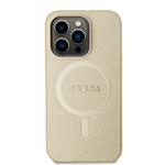 Guess PU Saffiano MagSafe zadný kryt pre iPhone 15 Pro Beige