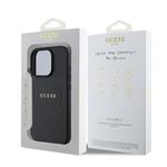 Guess PU zrnitý klasický zadný kryt MagSafe s logom pre iPhone 16 Pro Black