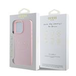 Guess PU zrnitý klasický zadný kryt MagSafe s logom pre iPhone 16 Pro Max Pink