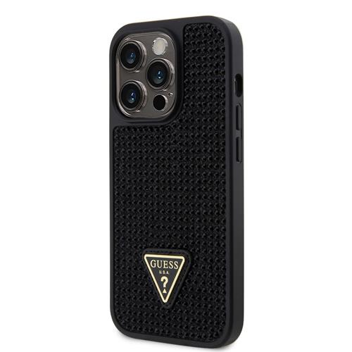 Guess Rhinestones Triangle Metal Logo Cover pre iPhone 14 Pro Black