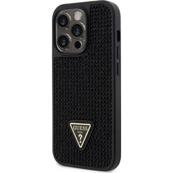 Guess Rhinestones Triangle Metal Logo Cover pre iPhone 14 Pro Black
