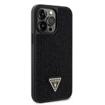 Guess Rhinestones Triangle Metal Logo Cover pre iPhone 14 Pro Max Black