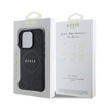 Guess Saffiano Peony Stamp MagSafe zadný kryt pre iPhone 16 Pro Black