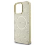Guess Saffiano Peony Stamp MagSafe zadný kryt pre iPhone 16 Pro Max Gold