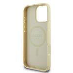 Guess Saffiano Peony Stamp MagSafe zadný kryt pre iPhone 16 Pro Max Gold