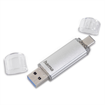 Hama Flash Pen Laeta, USB-C/USB-A 3.1, 128 GB, 40 MB/s, strieborná