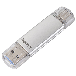 Hama Flash Pen Laeta, USB-C/USB-A 3.1, 16 GB, 40 MB/s, stříbrný