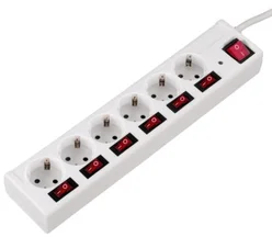 Hama predlžovací prívod 220/230V 1,4m s prepäťovou ochranou, 6 zásuviek schuko, 6+1 vypínačov 121947