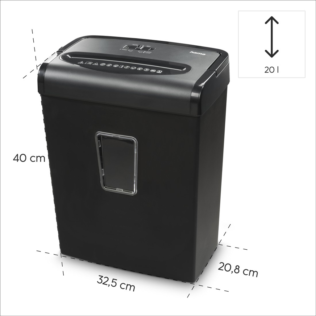 Hama Premium M8+, skartovač, mikrorez, 8 listov, klasifikácia P5, 20 l