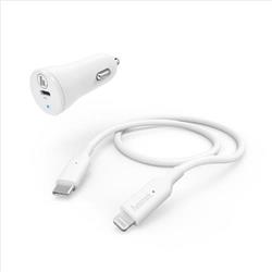 Hama set rychlá USB nabíječka do vozidla USB-C PD 18 W + kabel USB-C Lightning 1 m 183297 - Nabíječky