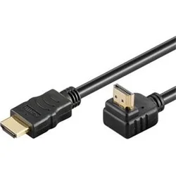 HDMI High Speed+Ethernet kabel, zlacený zahnutý konektor 90° 3m