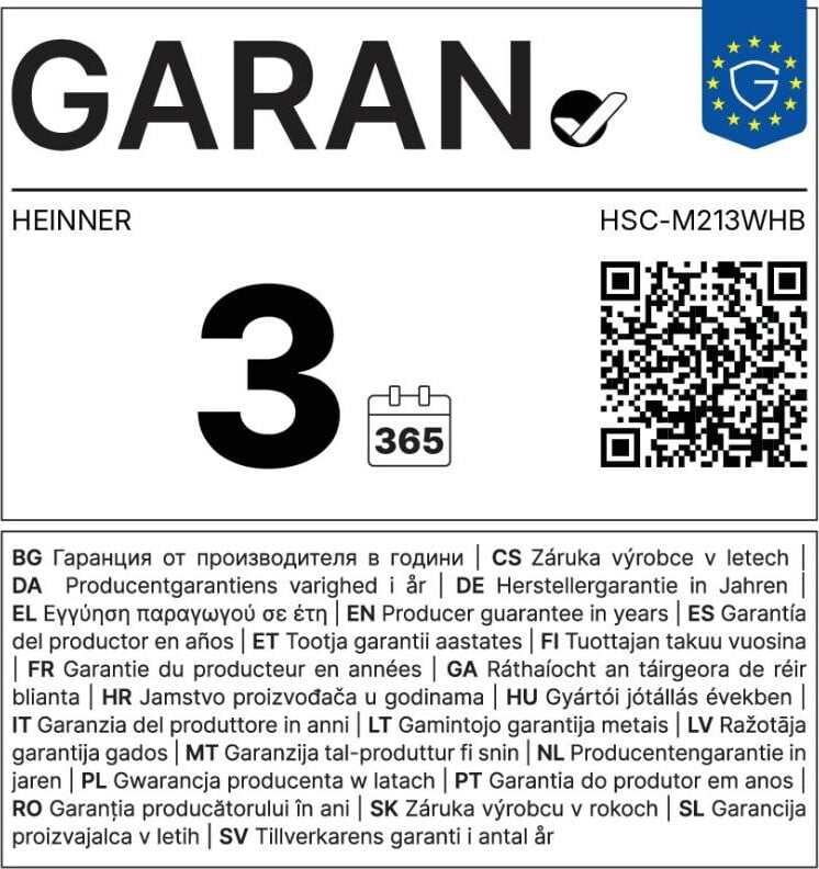 Heinner HSC-M213WHB