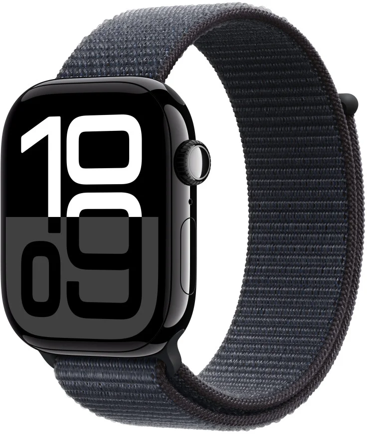 Hliníkové puzdro Apple Watch Series 10 GPS 42 mm Jet Black s atramentovou športovou slučkou (MWWG3QC/A)