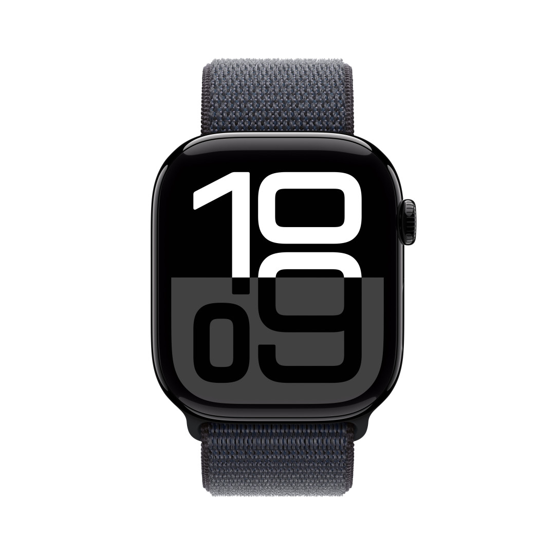 Hliníkové puzdro Apple Watch Series 10 GPS + Cellular 42 mm Jet Black s atramentovou športovou slučkou (MWX83QC/A)