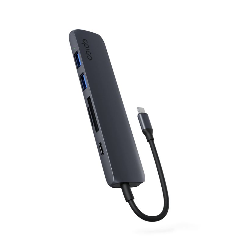 Hliníkový rozbočovač Epico 6v1 | 100W USB-C PD | tmavý atrament |