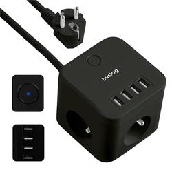 Huslog prodlužovací kabel 3x zásuvka + 4x USB, černý