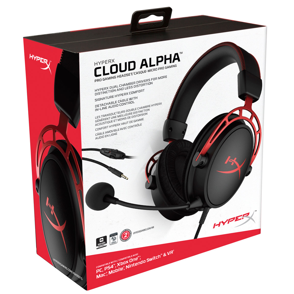 HP HyperX Cloud Alpha - herní headset červený