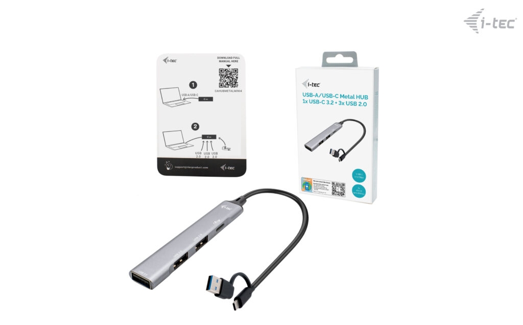 i-tec USB-A/USB-C Metal HUB 1x USB-C 3.1 + 3x USB 2.0