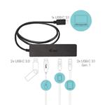 i-tec USB-C Metal HUB 2x USB 3.0 2x USB-C, 85 cm kábel