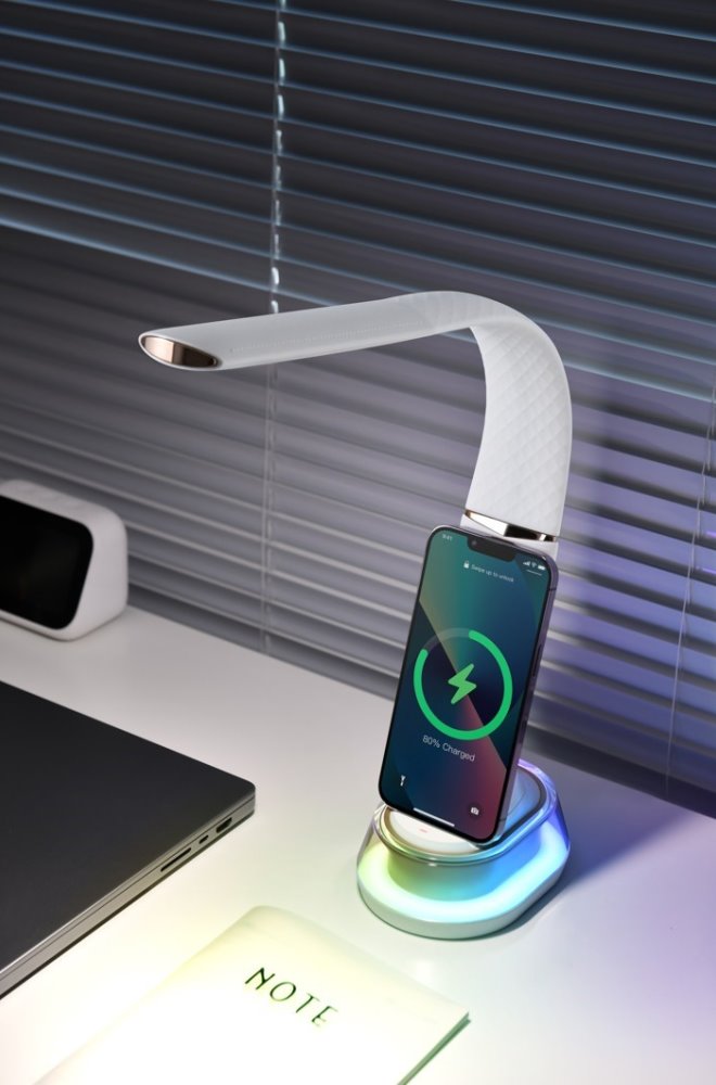 IMMAX LED stolová lampa CORELLA biela + zlaté prvky