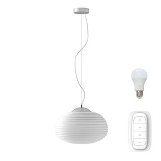 Immax NEO COCONO závesný luster biele sklo 34x22cm vrátane Smart zdroj E27 RGBW Zigbee 3.0 07067L