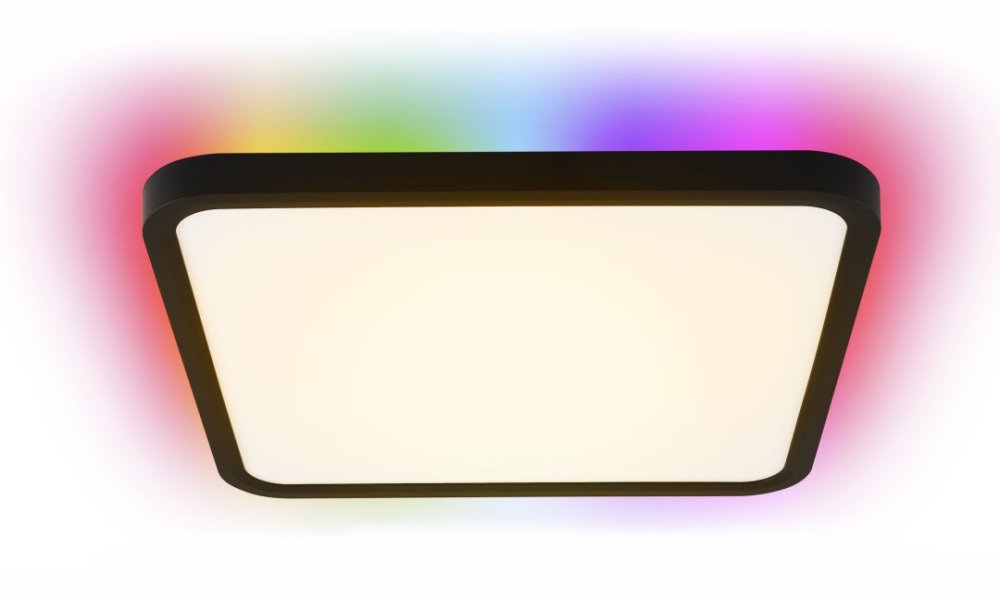 IMMAX NEO LITE TUDO SMART stropné svietidlo s RGB podsvietením 40x40cm, 50W Wi-Fi čierna, TUYA