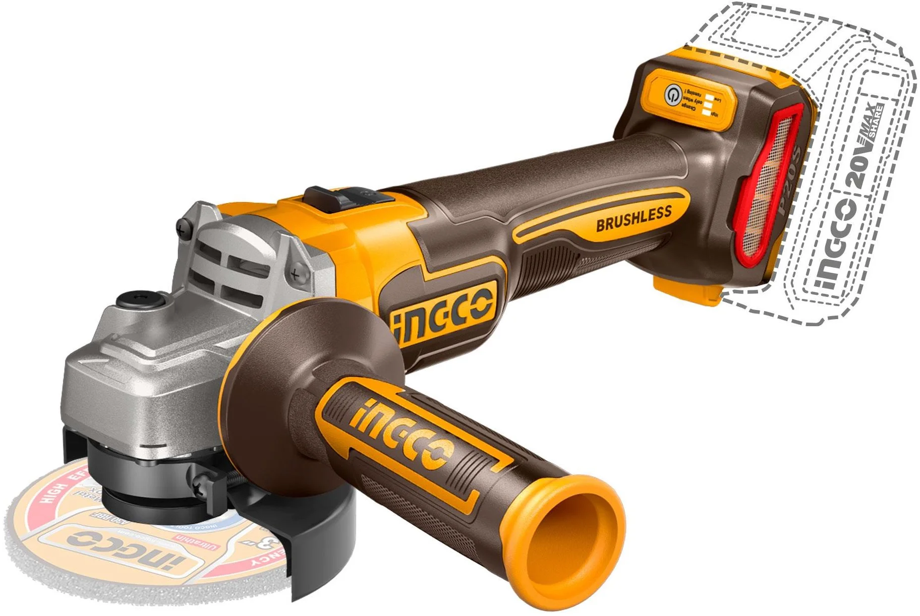 Ingco CAGLI21154 AKU úhlová bruska 115mm bez baterie a nabíječky