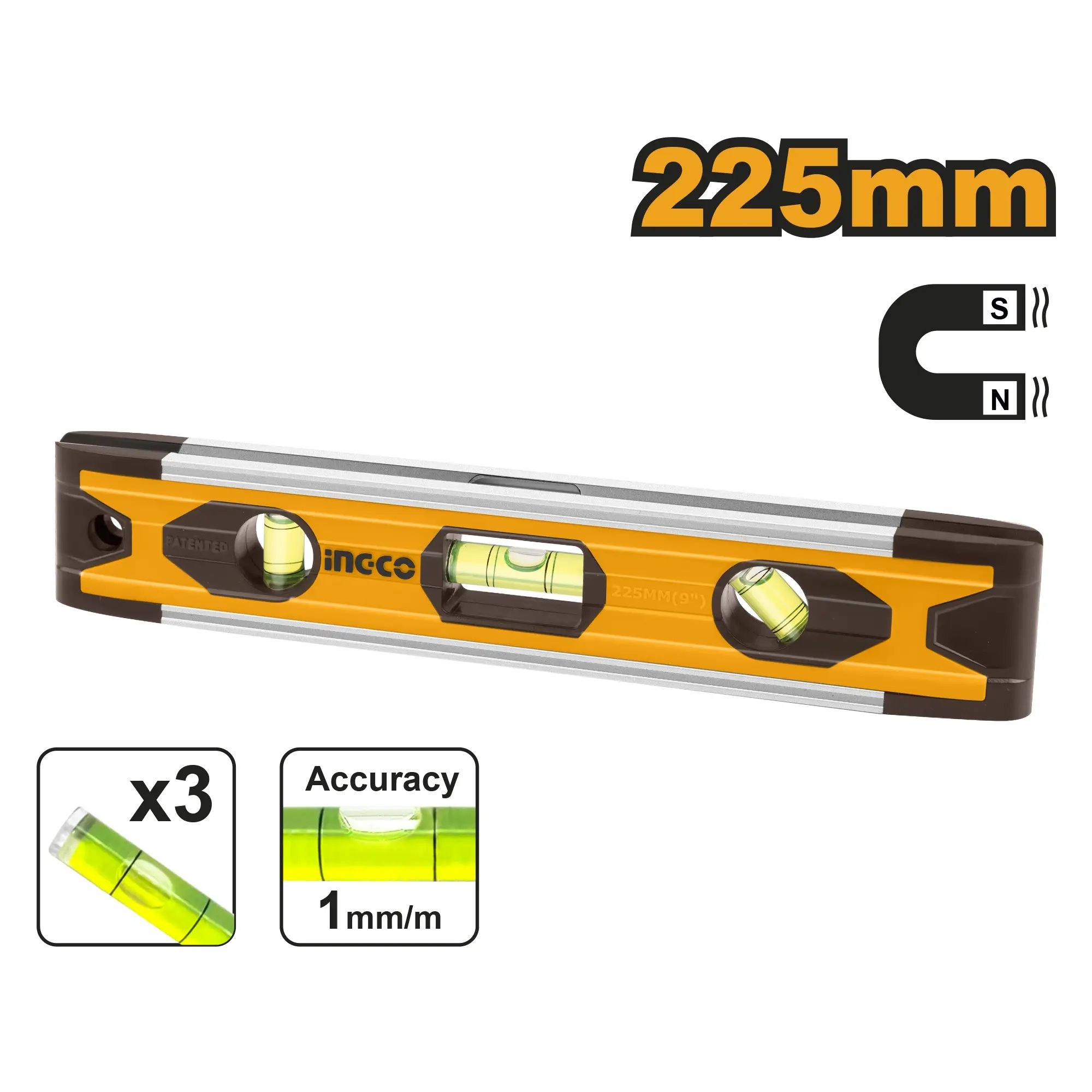 Ingco HMSL01030 Vodováha 225 mm ALU 3 libely