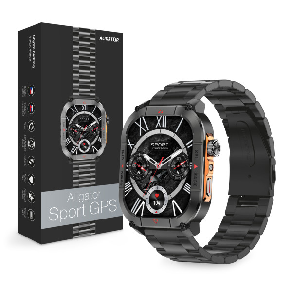 Inteligentné hodinky ALIGATOR Watch GPS, čierne