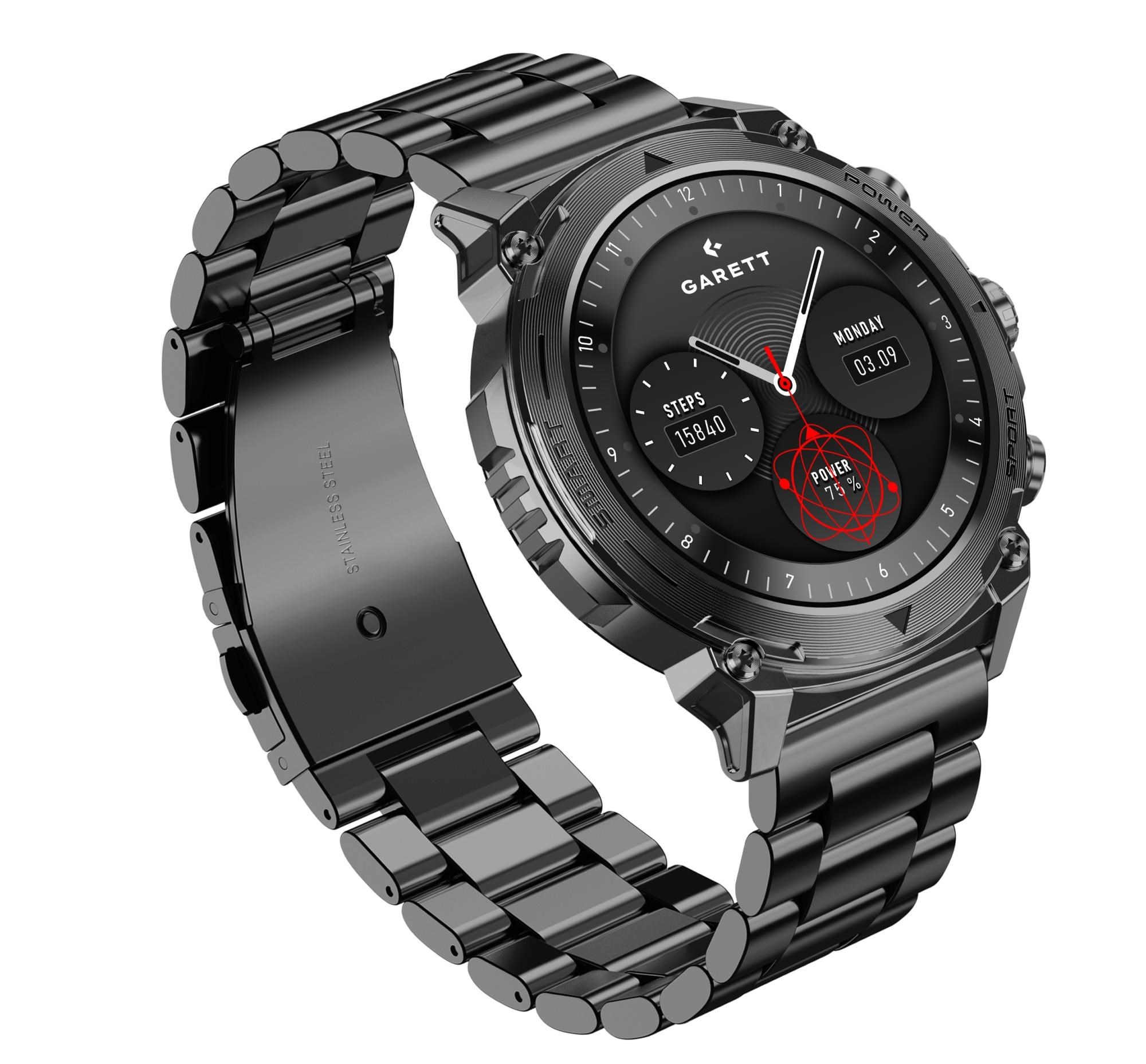 Inteligentné hodinky Garett Atom Black Steel