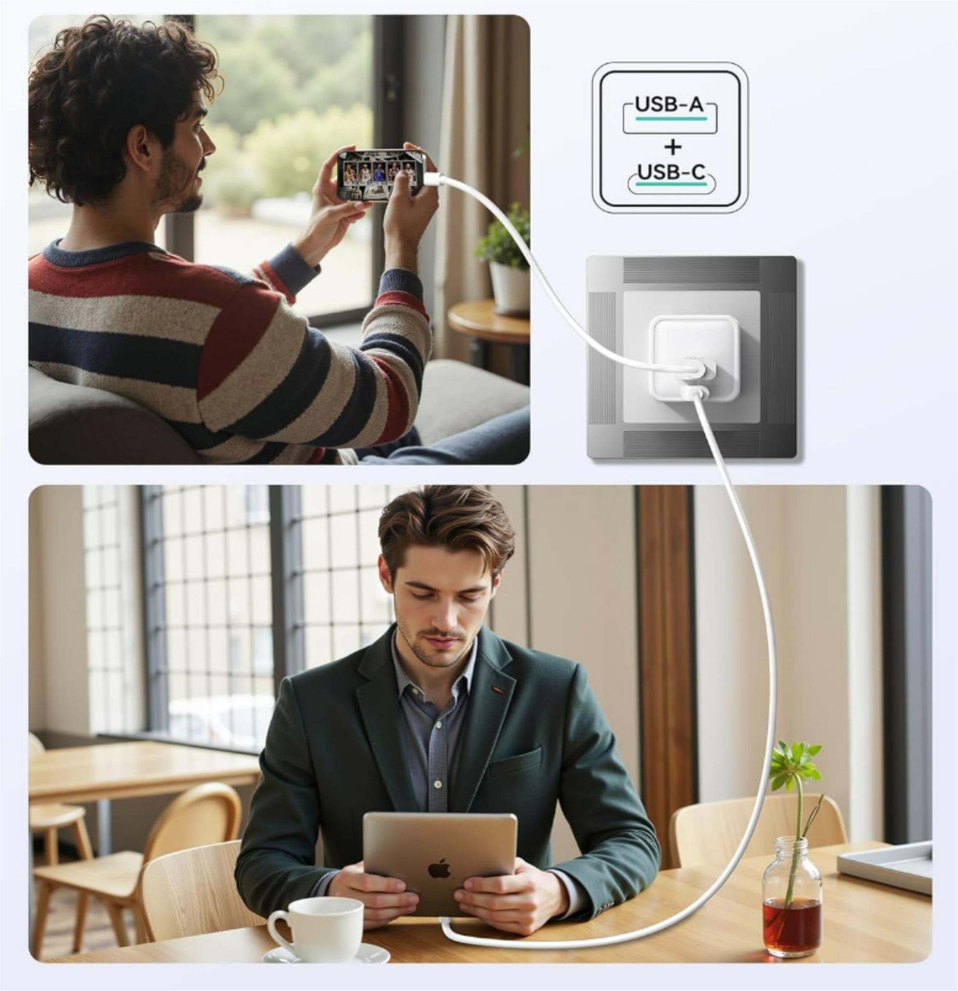 iPEAX GaN SÍŤOVÁ NABÍJEČKA 35W (USB-C + USB-A) BÍLÁ