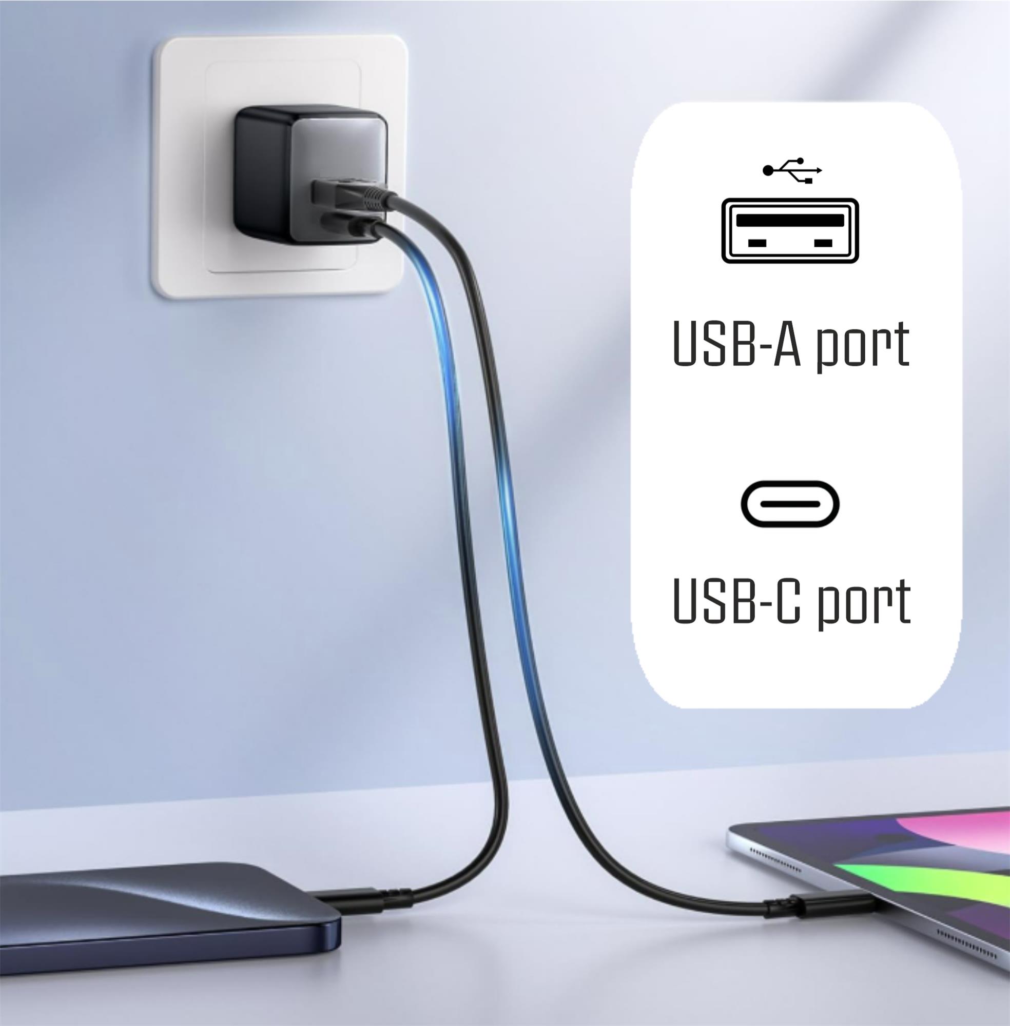 iPEAX GaN síťová nabíječka 45 W (USB-C + USB-A), černá
