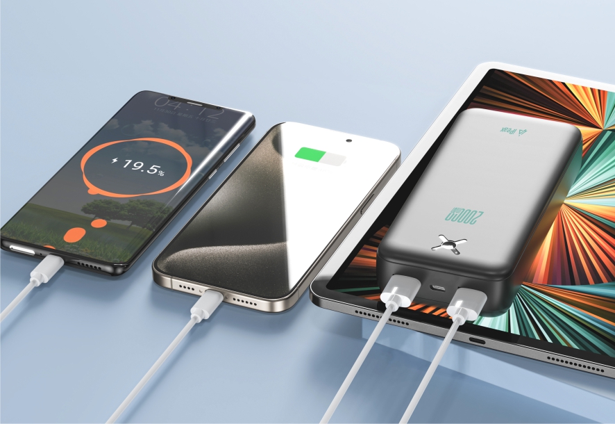iPEAX POWER BANK 20000 mAh, 10,5 W, 2x USB-A ČIERNA